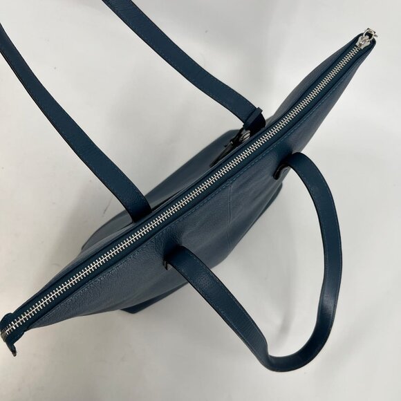 Tahari Blue Zip Leather Tote | New With Tags - Picture 7 of 11